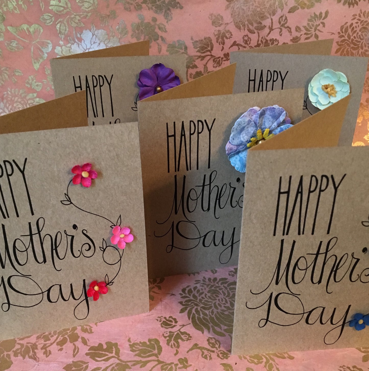 5 Pack Happy Mother's Day with flower applique