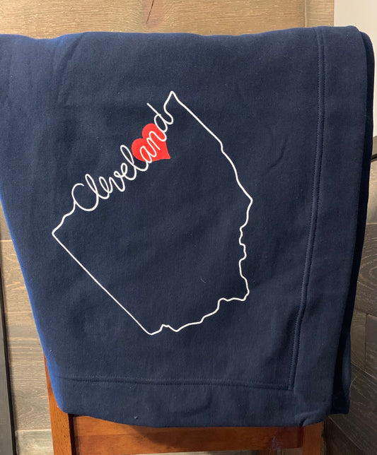 Cleveland Love Sweatshirt Blanket