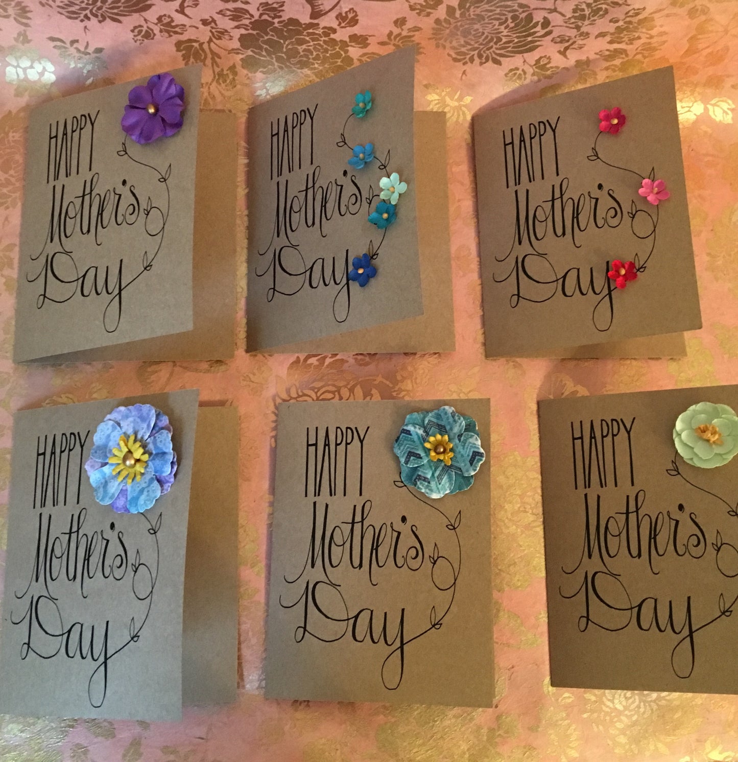 5 Pack Happy Mother's Day with flower applique