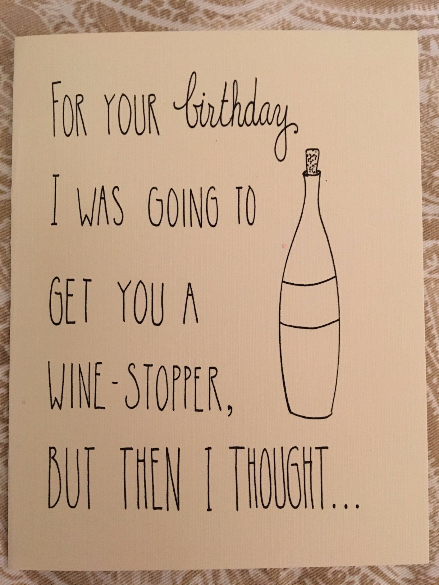 Wine Bottle Birthday Card
